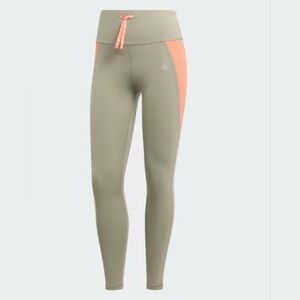 Adidas Olive & Coral High Waist Running Leggings Women’s Large